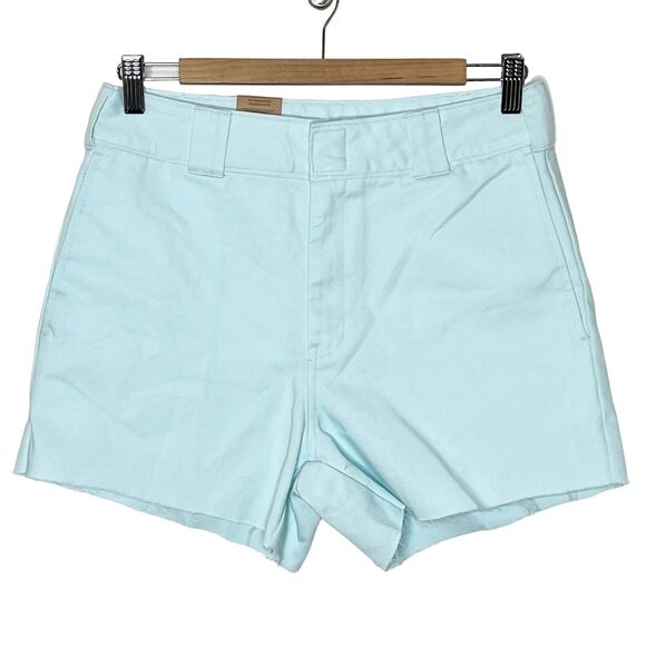 Dickies Relaxed Worker Crop Fray Hem Cutoff Shorts Aqua Blue Juniors 5/27 - Picture 1 of 7